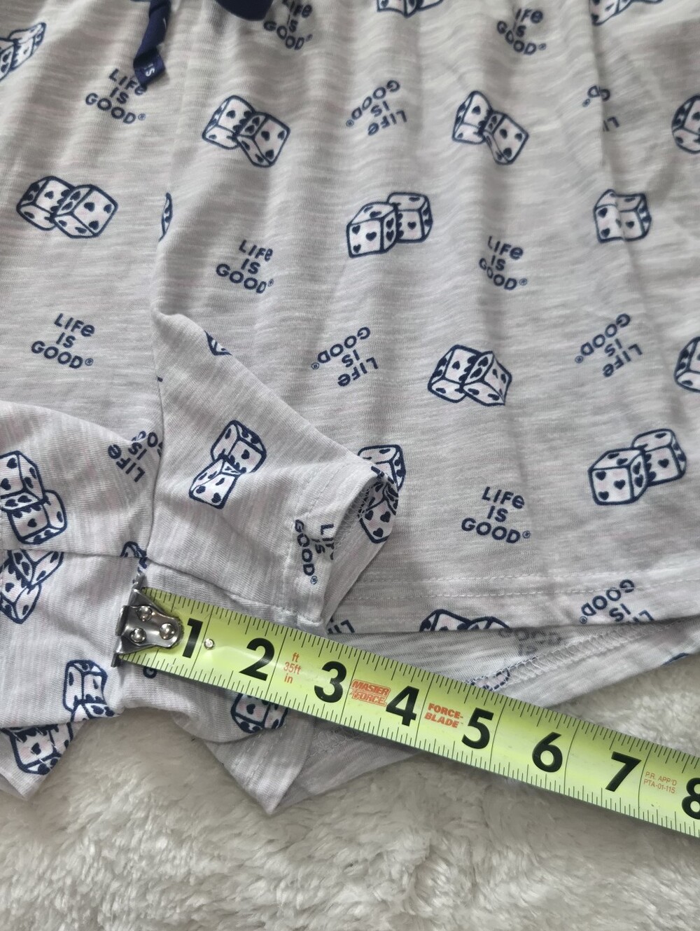 Life is Good Pink and Gray Dice and Hearts Loungewear Pajamas Set, Size M - Picture 6 of 7
